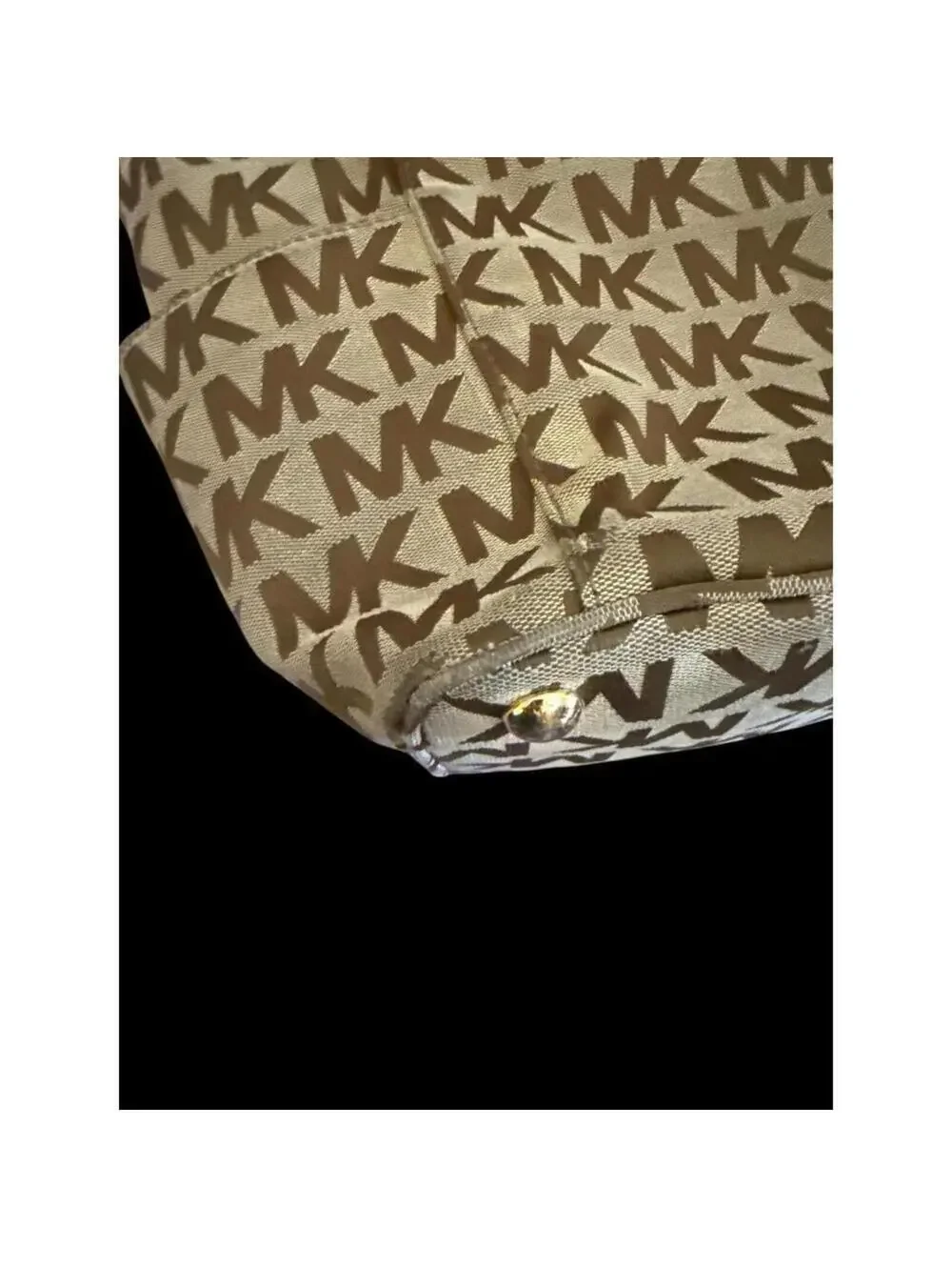 Michael Kors Tote Bag Canvas East West Jacquard Classic Business Gold Fob
